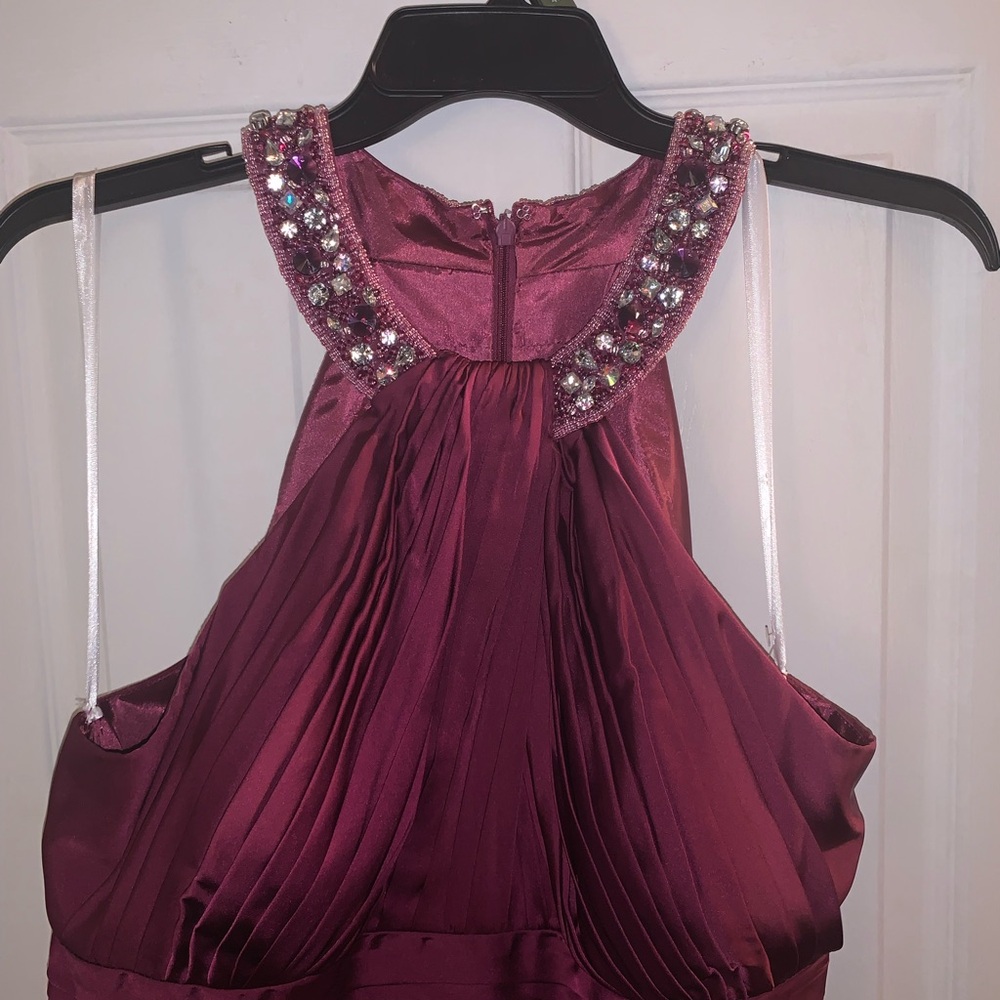 Aspeed Deep Burgundy Gown with Elegant Detailing